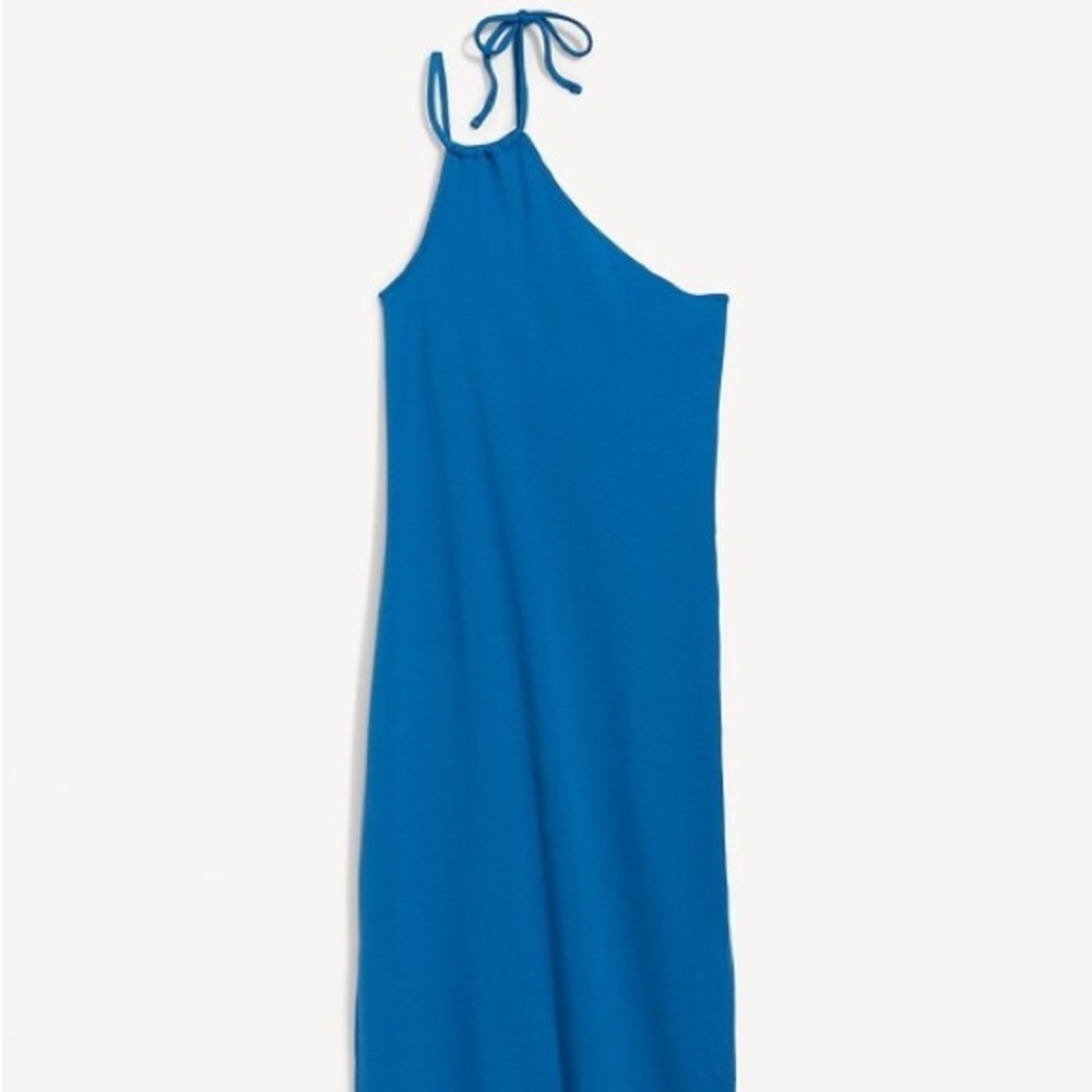 Fitted One-Shoulder Double-Strap Rib-Knit Midi Dress | Old Navy